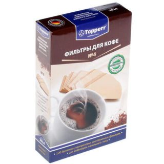 Аксессуар для кофемашины Topperr 3014 Фильтры бумажные N4 (100шт), неотбеленные 
Аксессуар для кофемашины Topperr 3014 Фильтры бумажные N4 (100шт), неотбеленные