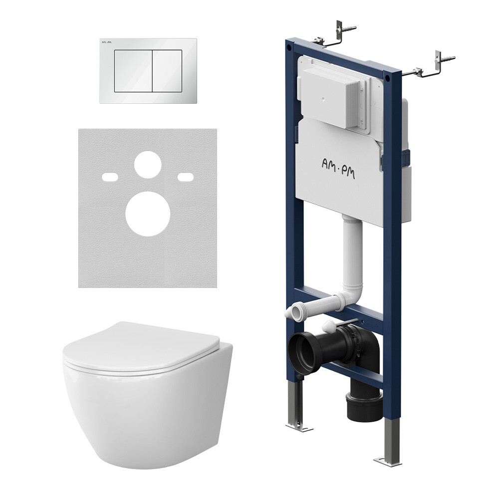 Комплект инсталляции Am.Pm IS90201.801900 с клавишей PrimeFit S, белый глянец, с подв. унитазом Like Aquaspin с сиденьем м/лифт 
Комплект инсталляции Am.Pm IS90201.801900 с клавишей PrimeFit S, белый глянец, с подв. унитазом Like Aquaspin с сиденьем м/лифт