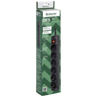 

Удлинитель Defender DFS 151 (1.8м,6 роз) черный (99494)