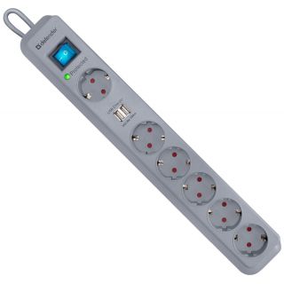 

Сетевой фильтр Defender DFS 501 (2м, 6 роз) ( 99051)