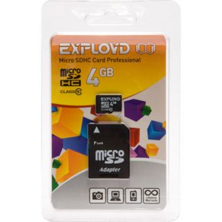 

Карта памяти Exployd MicroSDHC 4GB Class10 (+ адаптер SD)
