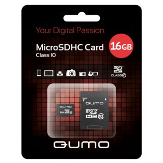 

Карта памяти Qumo MicroSDHC 16GB Class10 (+ адаптер)