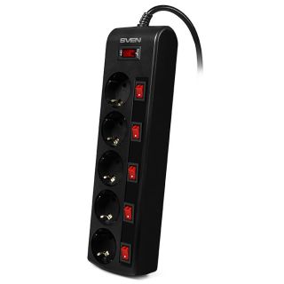 

Сетевой фильтр Sven SF-05PL 3,0 м (5 розеток) черный