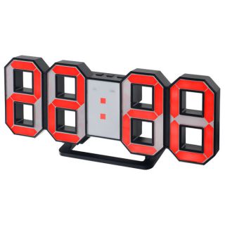 Часы настольные Perfeo PF-5197 черный корпус/красная подсветка