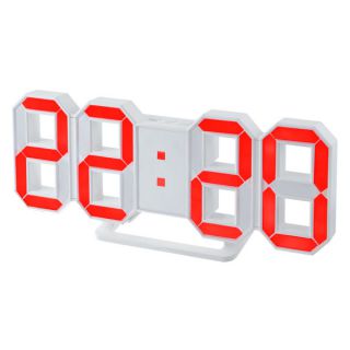 Часы настольные Perfeo PF-5201 белый корпус/красная подсветка