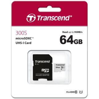 

Карта памяти Transcend microSD 64GB TS64GUSD300S-A ( + adapter)
