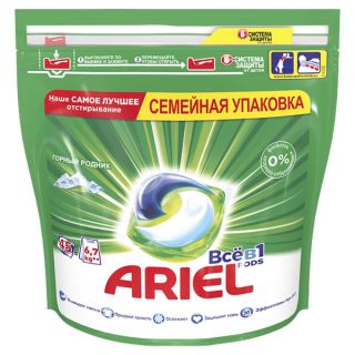 

Средство для стирки Ariel Горный родник Всё в 1 Капсулы для стирки 45шт (81719667)