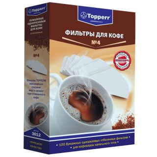 

Аксессуар для кофемашины Topperr 3012 Фильтры бумажные N4 белый 100шт