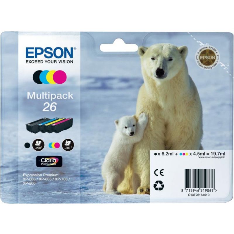 

Картридж Epson C13T26164010 черный/голубой/желтый/пурпурный