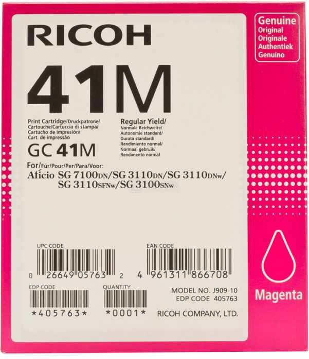 

Картридж Ricoh GC 41M Пурпурный. 2200 страниц.