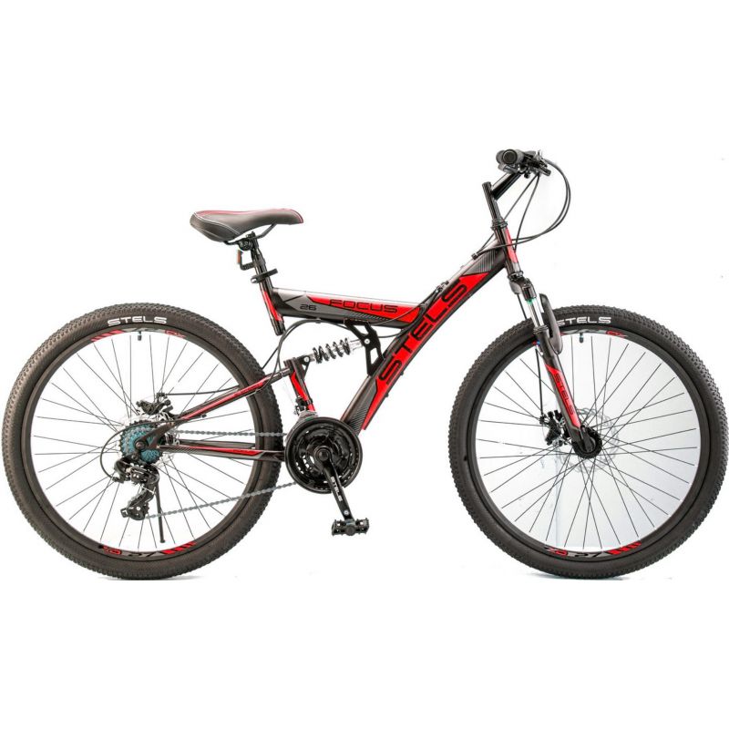 

Велосипед взрослый STELS Focus MD 26" 21-SP V010 Чёрный/красный (рама 18")
