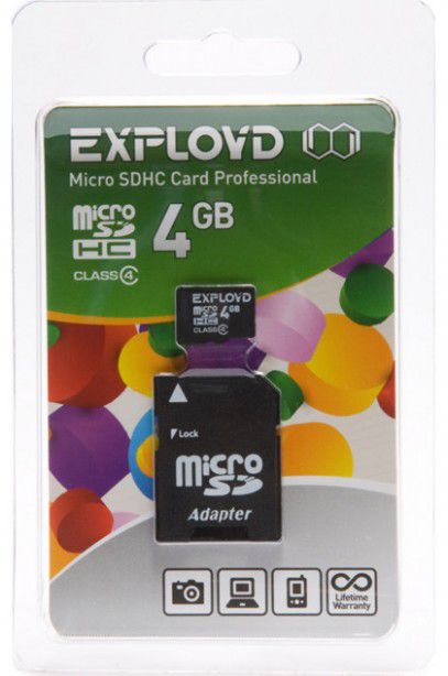

Карта памяти Exployd MicroSDHC 4GB Class4