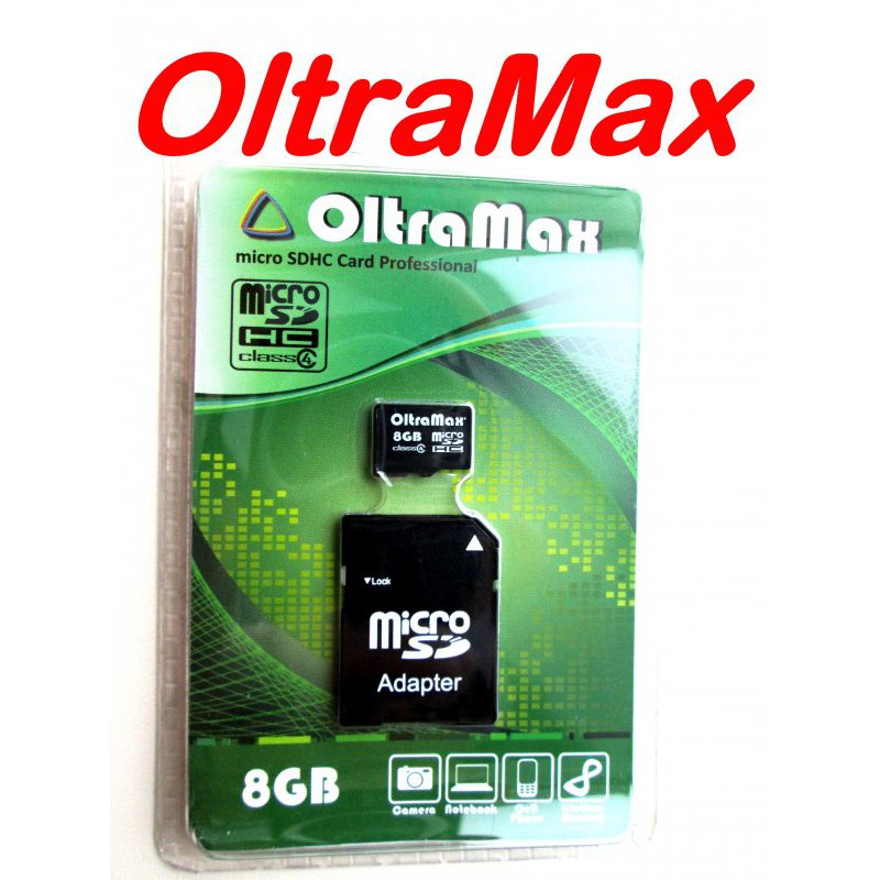 

Карта памяти Oltramax MicroSDHC 8GB Class4 (+ адаптер SD)