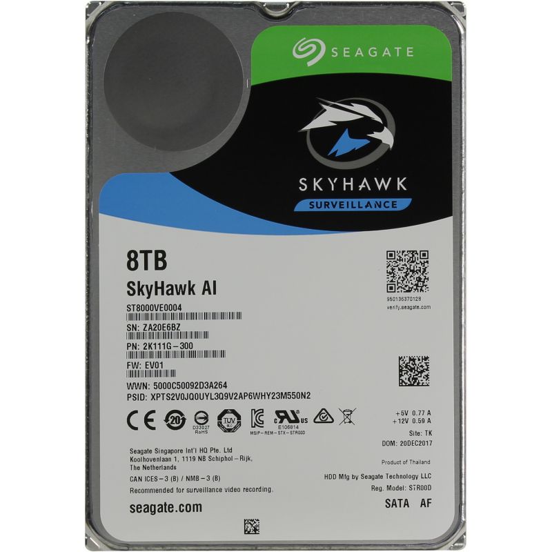 

Жесткий диск Seagate SkyHawkAI ST8000VE0004 SATA-III/8Tb/7200rpm/256Mb/3.5