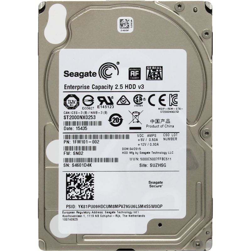 Жесткий диск Seagate Exos ST2000NX0253 SATA-III/2Tb/7200rpm/128Mb/2.5