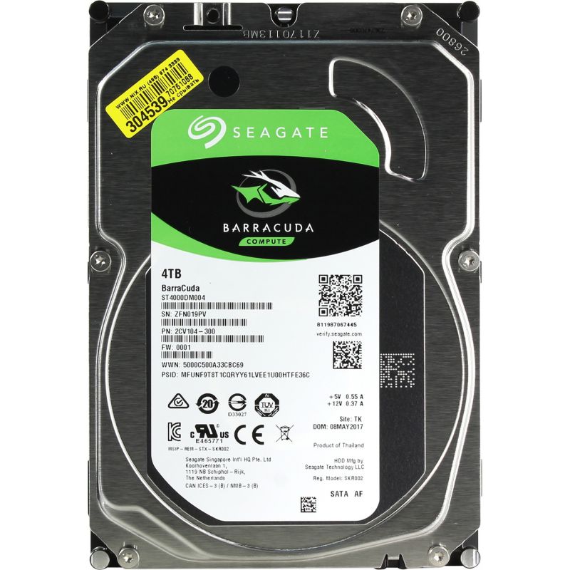 

Жесткий диск Seagate Barracuda ST4000DM004 SATA-III/4Tb/5400rpm/256Mb/3.5