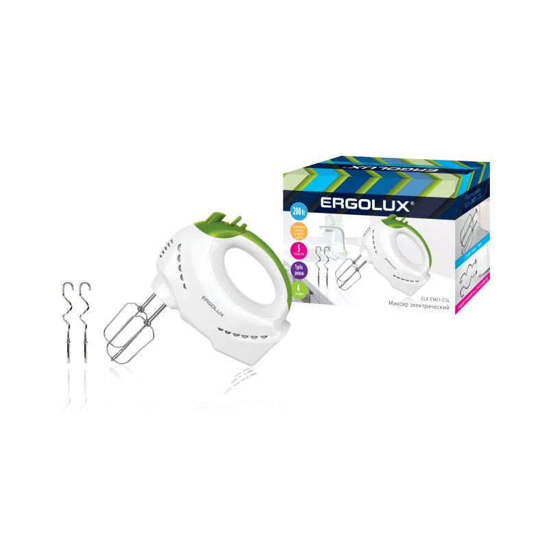 

Миксер Ergolux ELX-EM01-C34 бело-салатовый