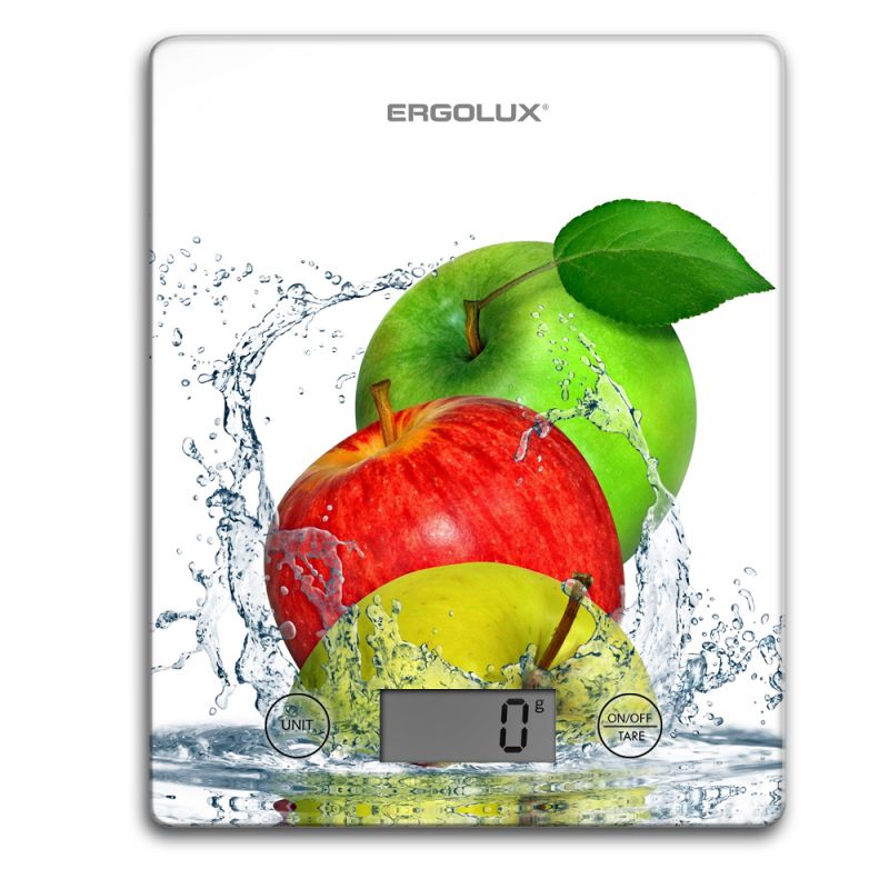 

Кухонные весы Ergolux ELX-SK02-С01 белые, яблоки