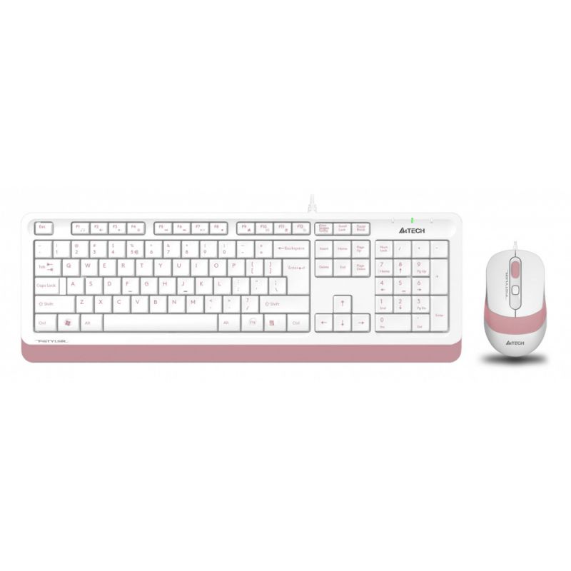 

Комплект мыши и клавиатуры A4Tech F1010 USB белый/розовый