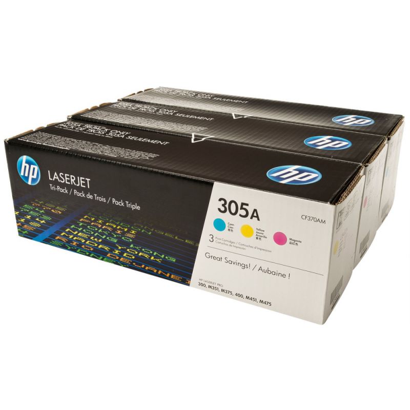 

Картридж HP 305A CF370AM голубой/желтый/пурпурный