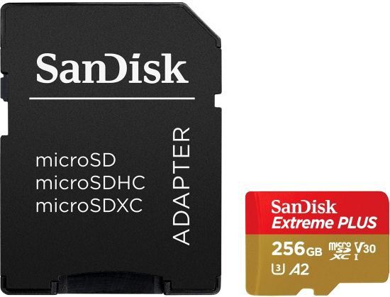 

Карта памяти Sandisk microSDXC 256GB SDSQXBZ-256G-GN6MA Extreme Plus ( + SD Adapter + Rescue Pro Deluxe)
