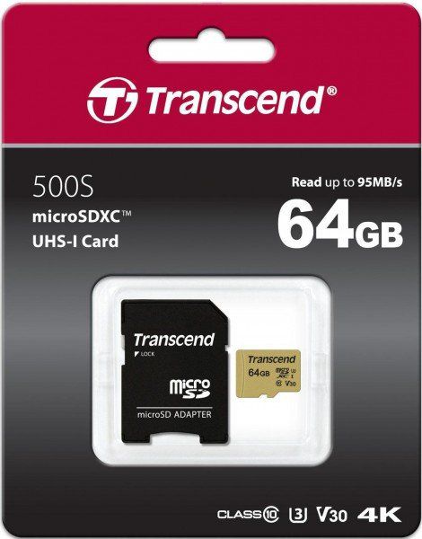 

Карта памяти Transcend microSD 64GB TS64GUSD500S ( + adapter)