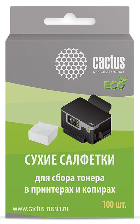 

Средство для ухода за техникой Cactus CS-P2003E 100шт Сухие салфетки для принтера