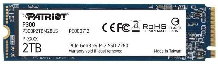 

SSD накопитель Patriot P300 2Tb/PCI-Ex4/M.2 2280 (P300P2TBM28)