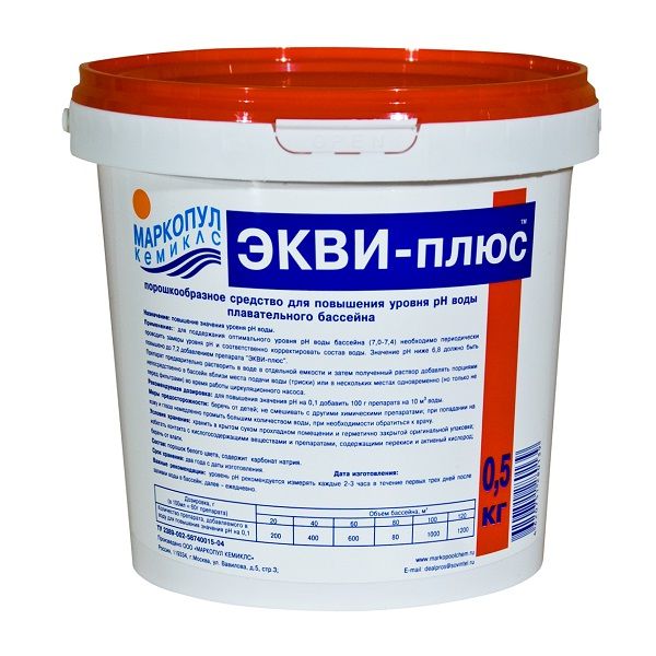 

Химия для бассейнов Маркопул Кемиклс Экви-плюс, повышение PH воды, 0,5кг (ХИМ08)
