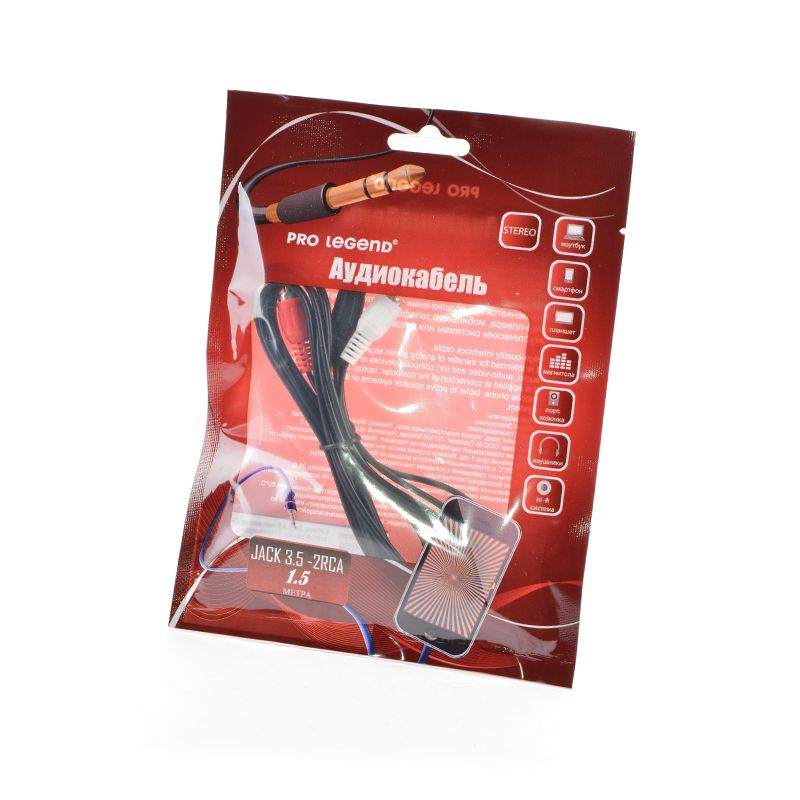 

Кабель Pro Legend PL1059 Jack 3.5(m) - 2xRCA(m) 1.5м.