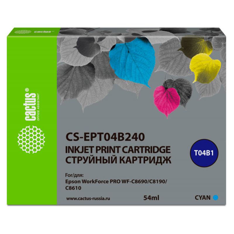 

Картридж Cactus CS-EPT04B240 голубой