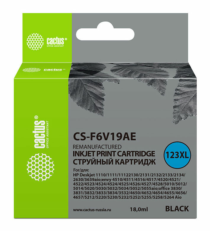 

Картридж Cactus CS-F6V19AE 123XL черный
