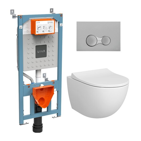 

Комплект инсталляции Vitra 9830B003-7207 (Sento унитаз подв. безободковый с сидением МЛ +инсталляция +панель смыва мат. хром)