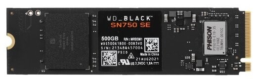 

SSD накопитель Western Digital Black SN750 SE NVMe 500ГБ Gen4 (WDS500G1B0E)