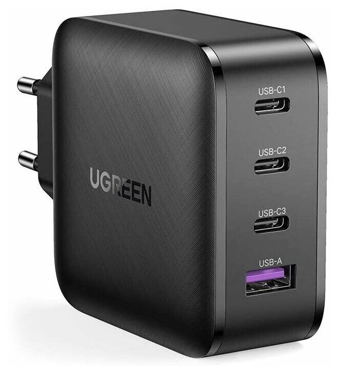 

Сетевое зарядное устройство Ugreen USB-A 3USB-C 65W GaN Tech Fast Charger CD224 Black (70774)