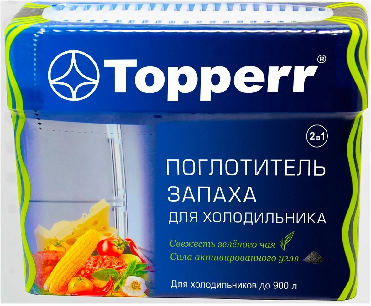 

Аксессуар для холодильников Topperr 3118 Поглотитель запаха для холодильника (Зеленый чай/уголь)