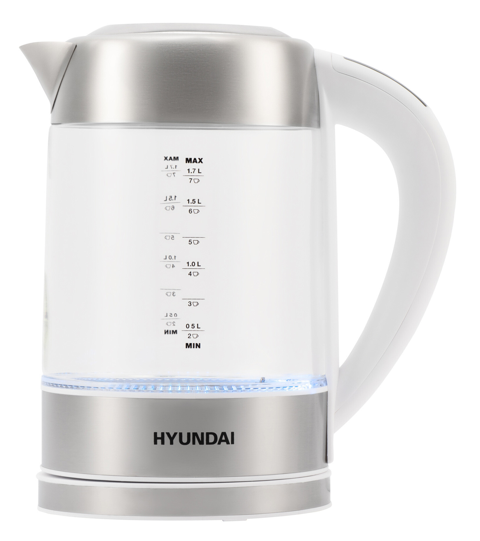 

Чайник Hyundai HYK-S5807 белый/серебристый