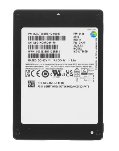 

SSD накопитель Samsung PM1643a 960GB (MZILT960HBHQ-00007)