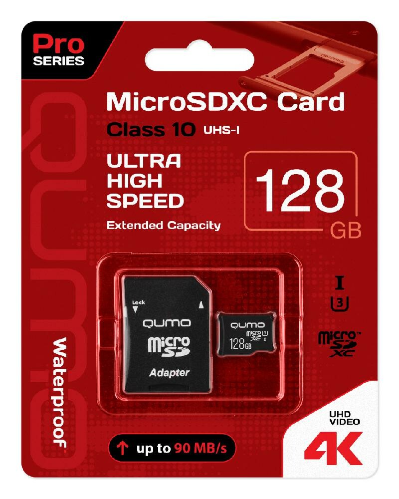 

Карта памяти Qumo MicroSDXC 128 GB QUMO UHS-I U3 Pro (24627)