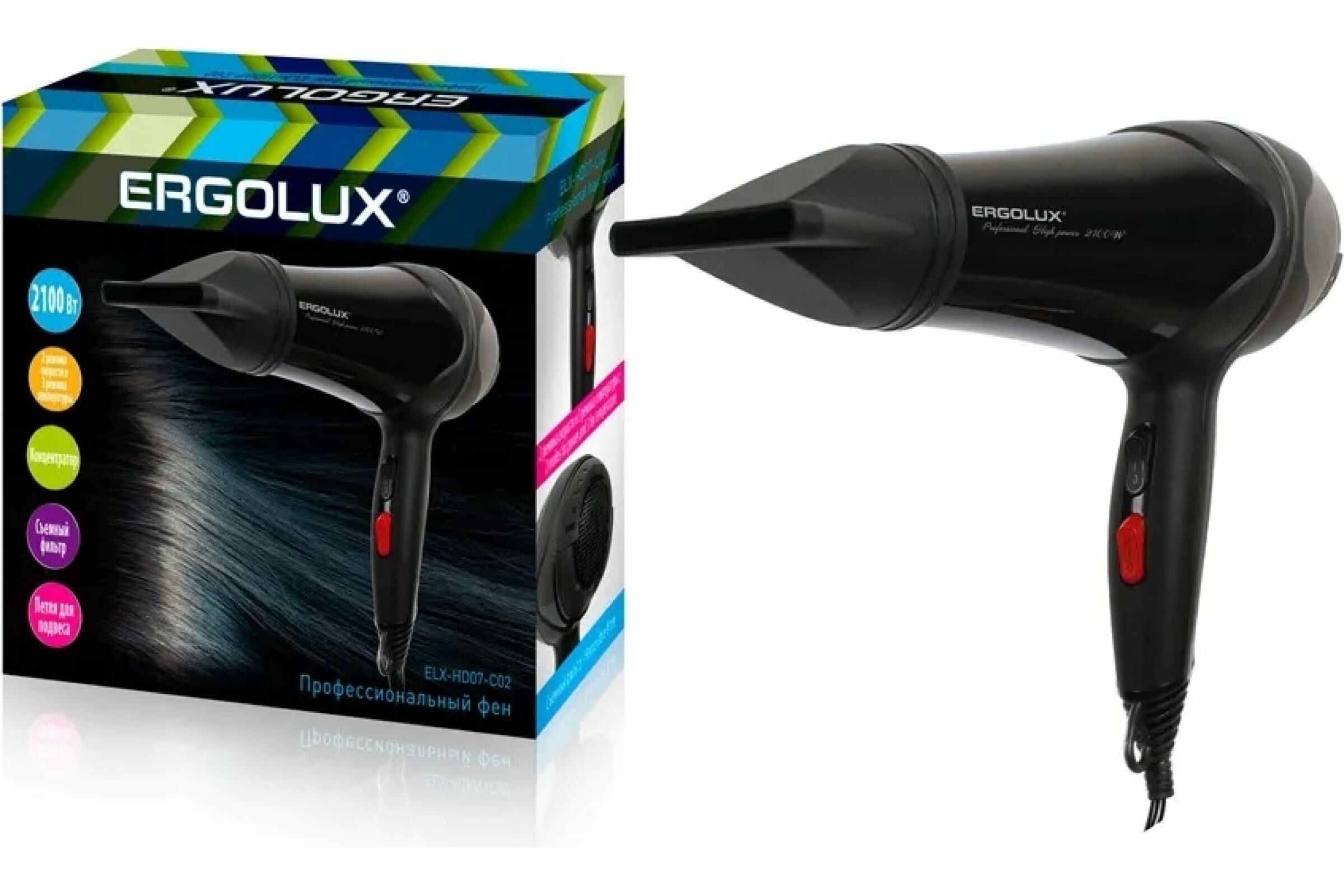 

Фен ERGOLUX ELX-HD07-С02 черный