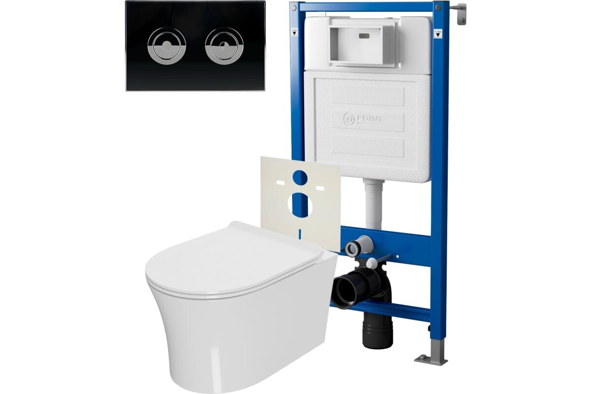 

Комплект инсталляции Point PN48210BC (Элемент П PN45121 +Клавиша Венера черный/хром PN44072BC +Унитаз Вега)