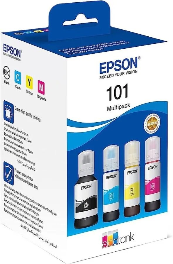 

Картридж Epson L101 черный/голубой/пурпурный/желтый (C13T03V64A)