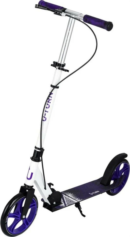 

Самокат Рыжий Кот AI-DAN 2-х колёсный (колеса PU 200мм, 88,5-102,5см, до 100кг) фиолетово-белый (СМК-0886 ПП-00218711)