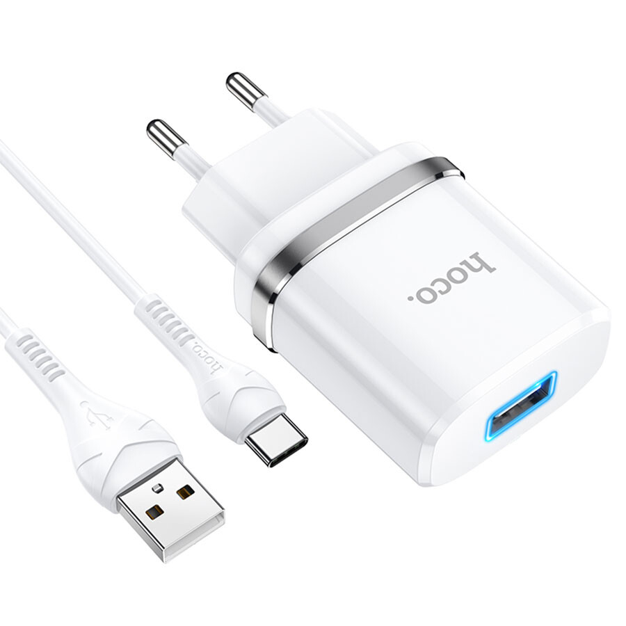 

Сетевое зарядное устройство Hoco N1 белый +Кабель USB-Type-C (6931474730985)