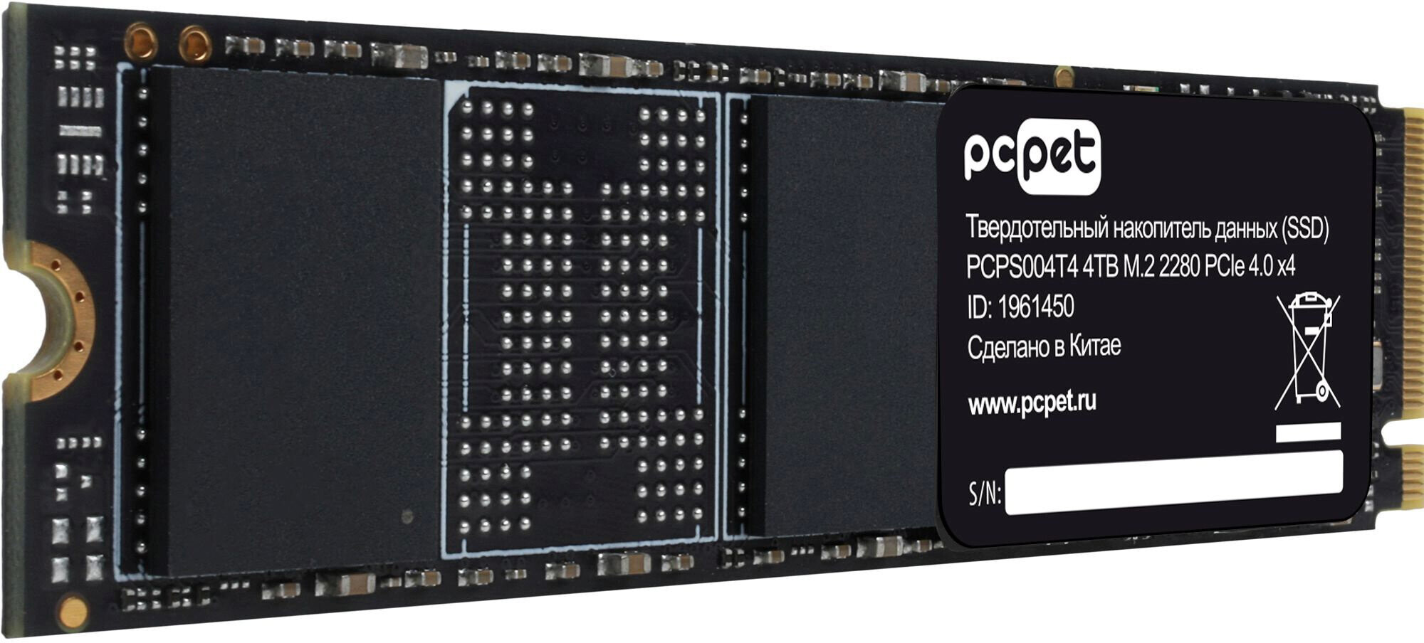 SSD накопитель PC Pet M.2 2280 OEM PCI-E 4.0 x4 4TB (PCPS004T4)