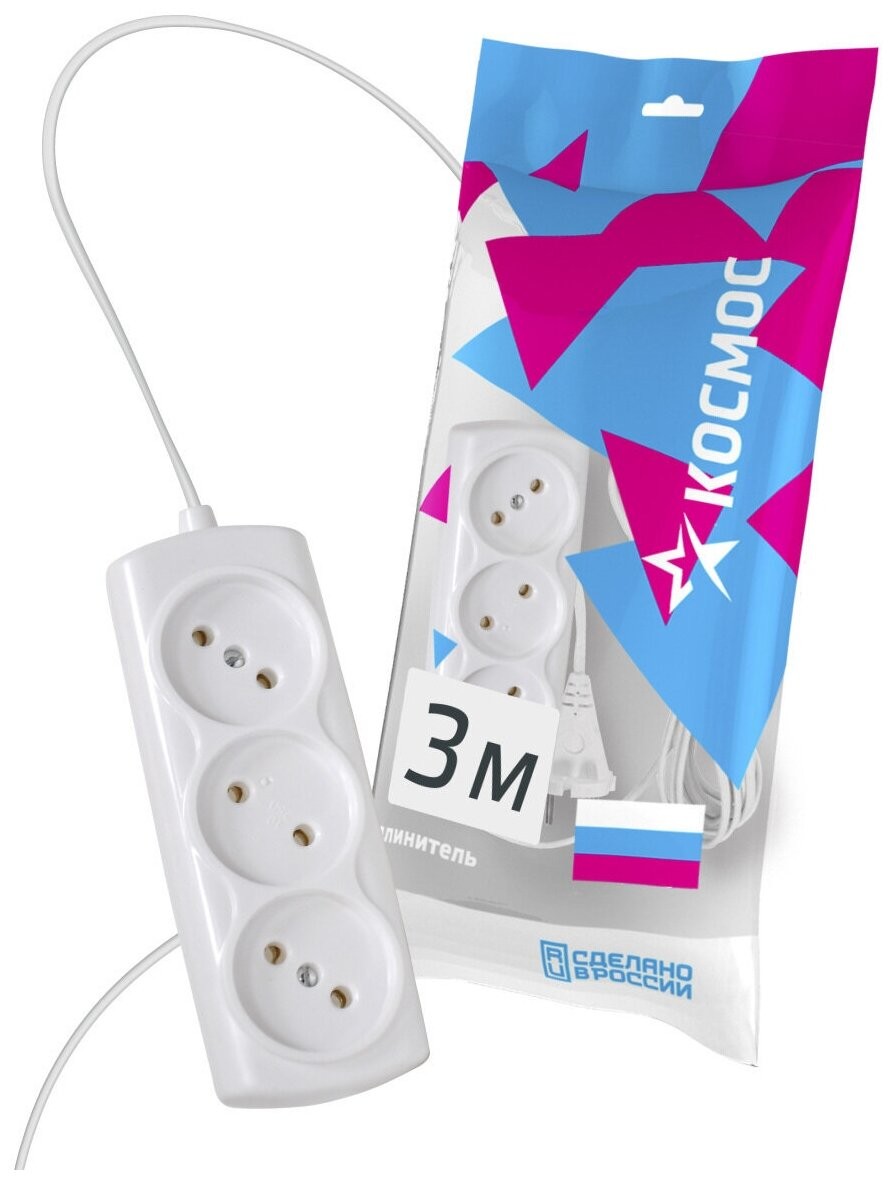 

Удлинитель Космос YKsm-3m-3g(6A)E