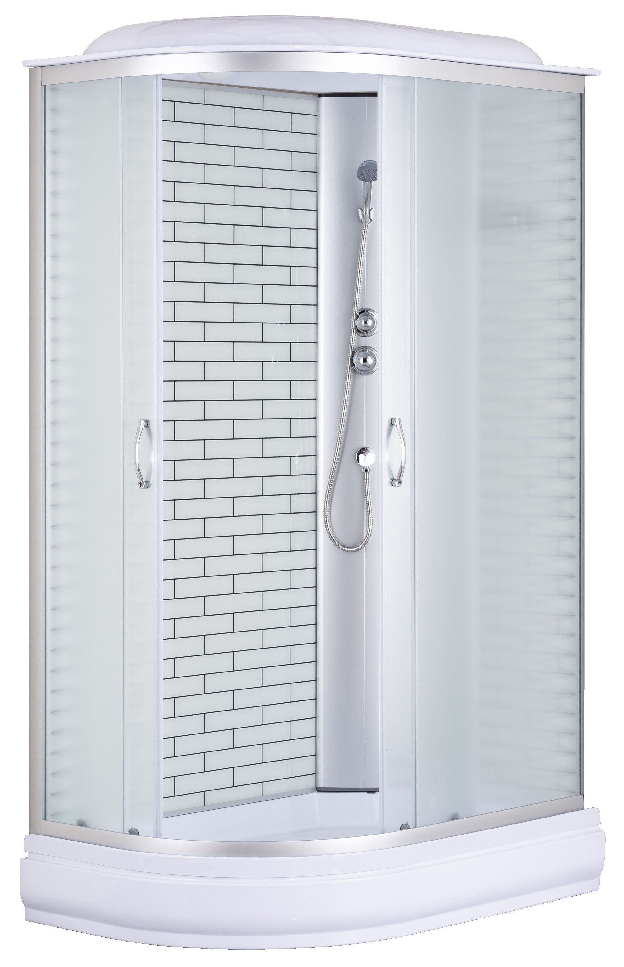 

Душевая кабина Loranto CS-66120-20R FW 120*80*215см с поддоном 20см, белый кирпичный узор, стекло 4мм, профиль хром (3 коробки)