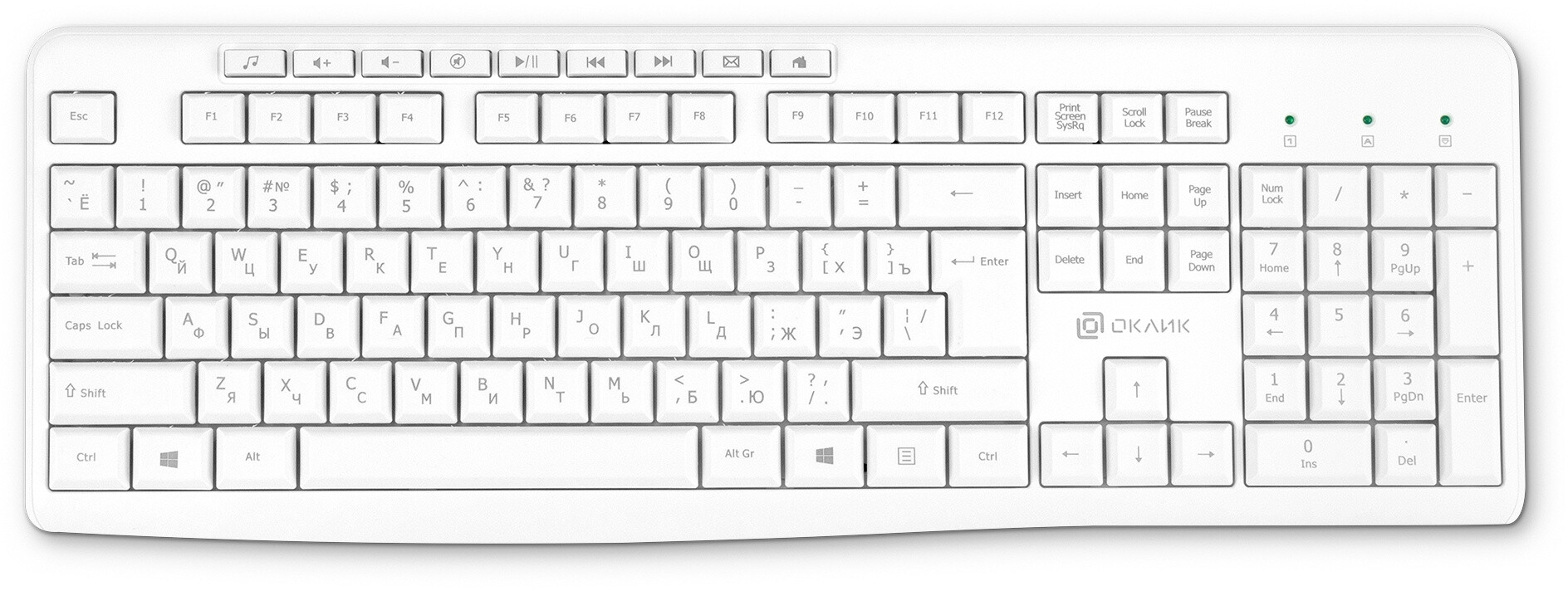 

Клавиатура Oklick K225W белый USB (1875235)