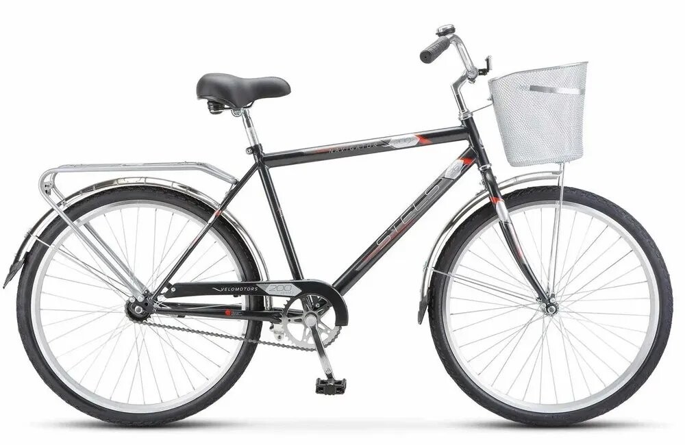 

Велосипед взрослый STELS Navigator-200 С 26 Z010 Серый +корзина (LU101679 LU095263 19)