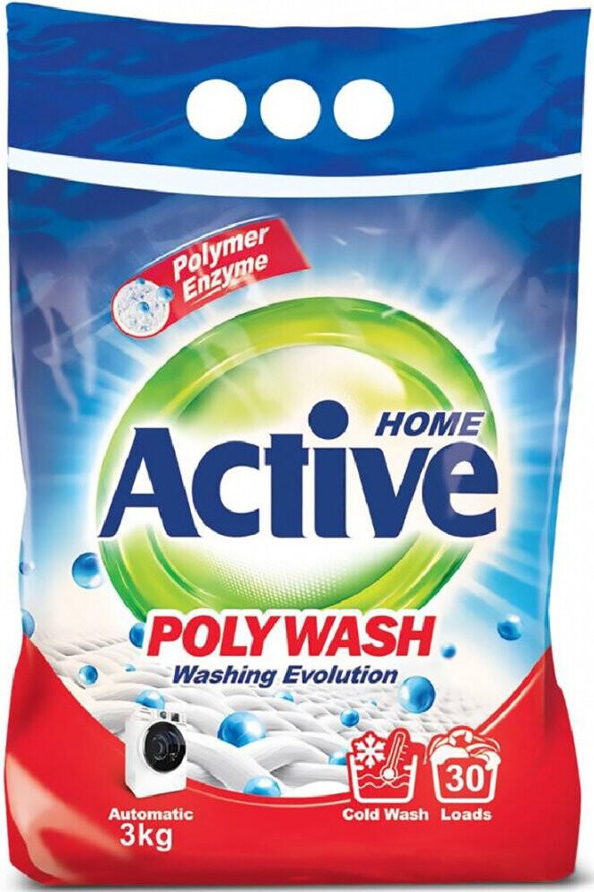 Средство для стирки ACTIVE Стиральный порошок автомат Poly Wash, 3кг (511701038)